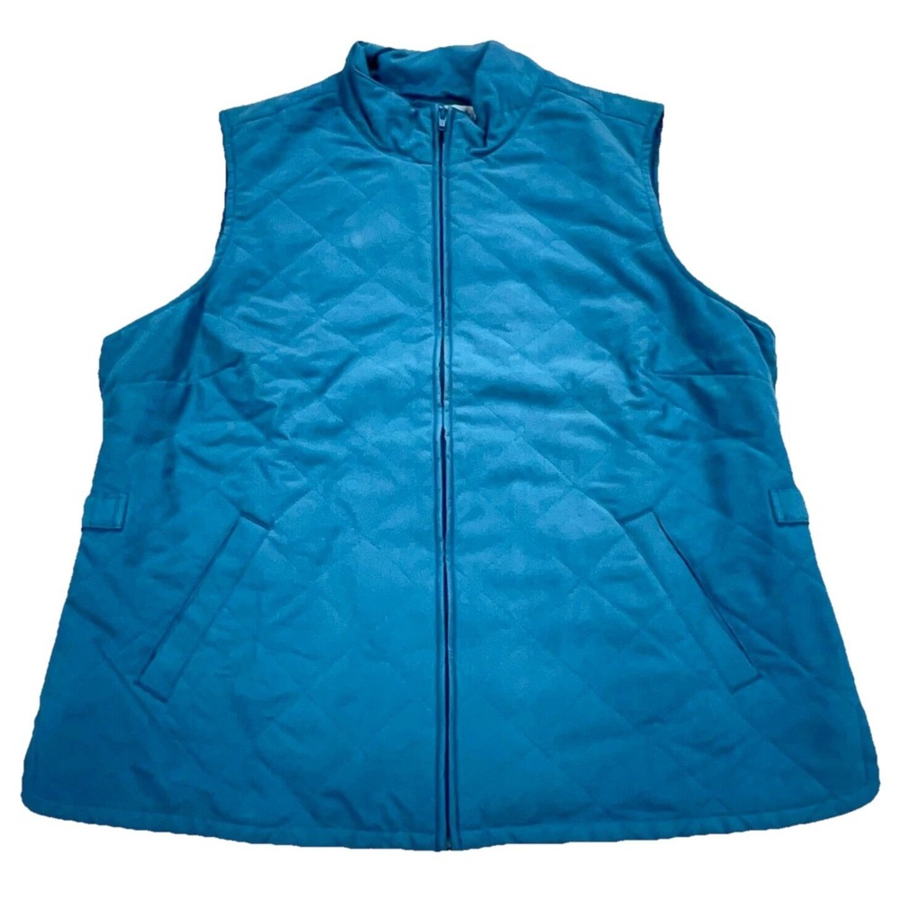 Orvis Puffer Vest Women Medium Blue Full Zip Sweater Teal Outdoor Jacket Ladies